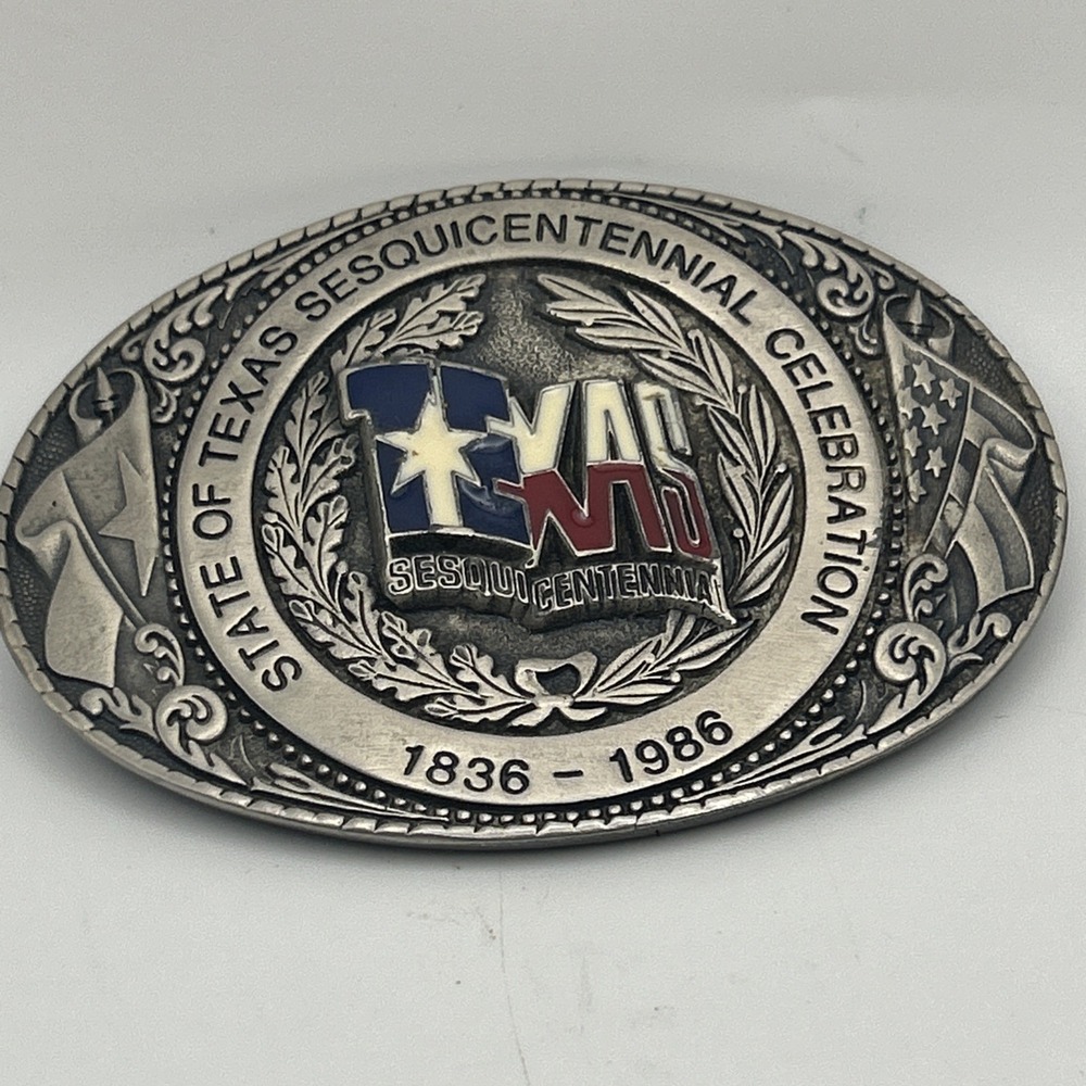 Vintage Men's Belt Buckle State of Texas Sesquicentennial Celebration 1836-1986